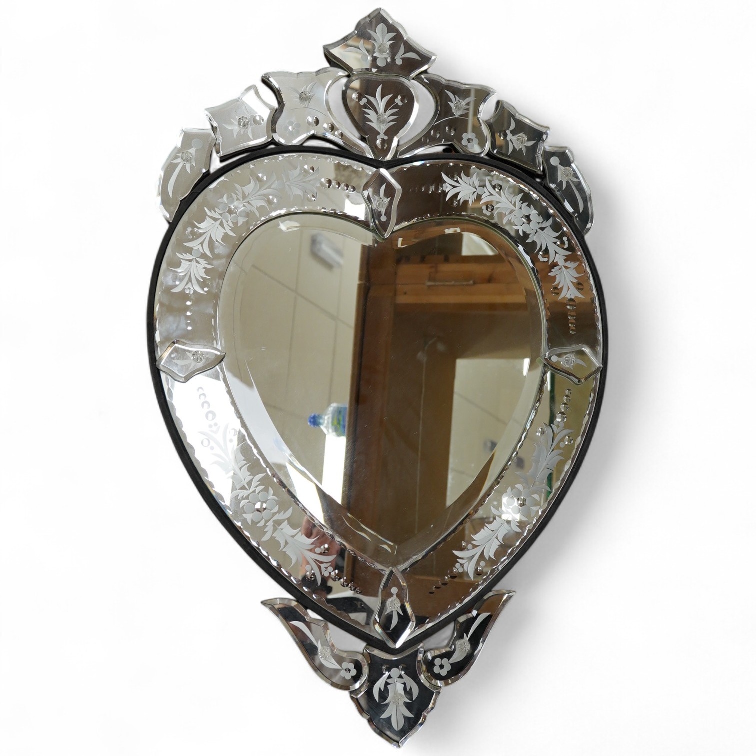 A modern Venetian style heart shaped mirror, 78cm